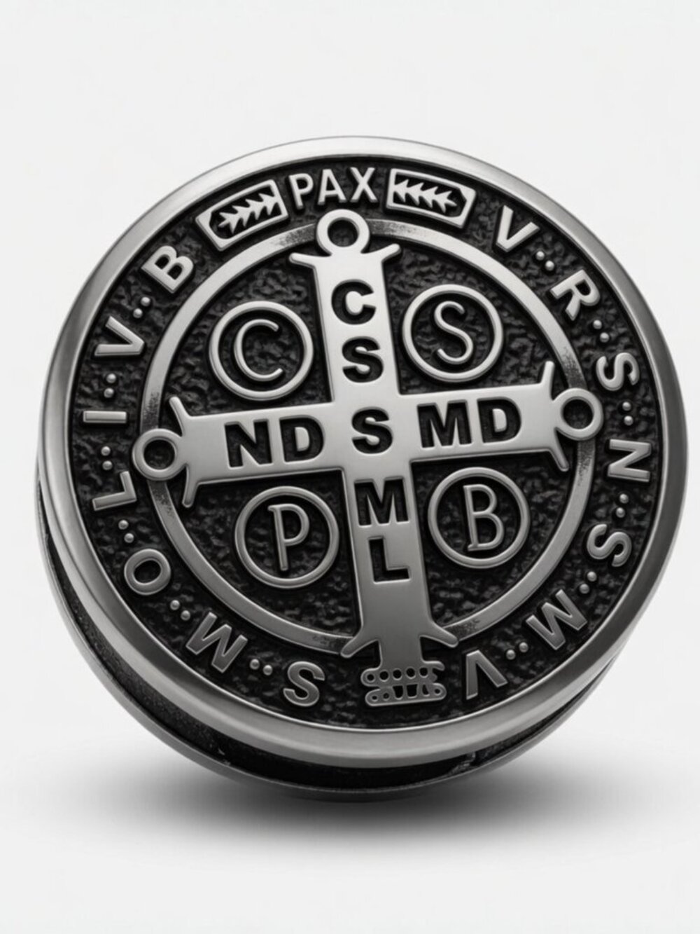 Saint Benedict Cross Bead, Stainless Steel Paracord Bead, Catholic Protection